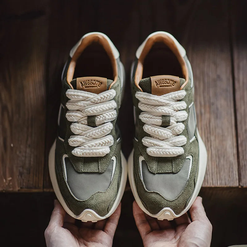 Maden Men's Casual Sports Jogging Sneakers Versatile Comfortable Breathable Shoes Rubber Sole Color-Blocked Shoes for Spring