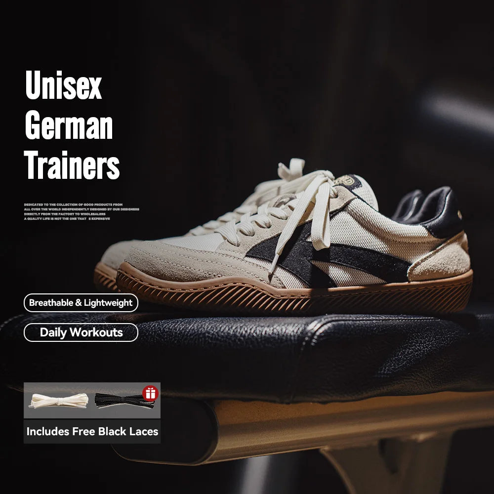 Maden Retro Patchwork German Trainers Shoes for Unisex Summer Classic White Low Top Sports Tennis Shoes Outdoor Lace-Up Sneakers