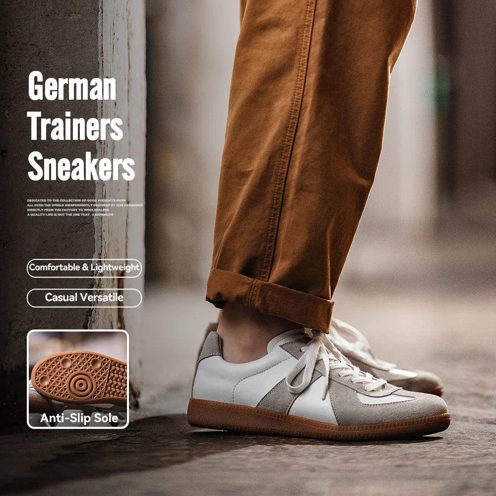 Maden Vintage Patchwork German Trainer Sneakers Unisex Spring and Summer Sports Casual Shoes Split Leather Lace-up Outdoor Shoes