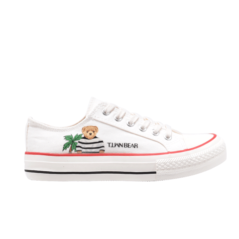 TTWN BEAR Low-Top White Canvas TTWN Bear Lettering / Bear Shoes