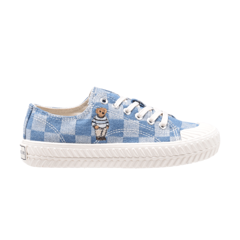 TTWN BEAR Low-Top Blue Checkered Denim Canvas Shoes