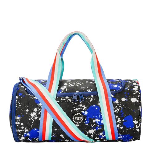 Cubs Blue Black Splashing Paint Duffel Bag one Side Pocket